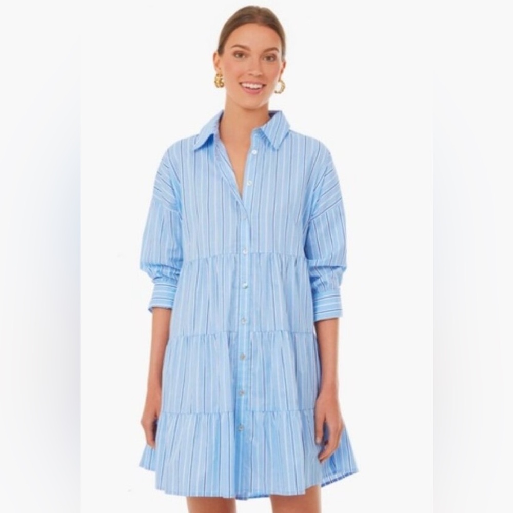Pomander Place Cara Light Blue Striped Dress